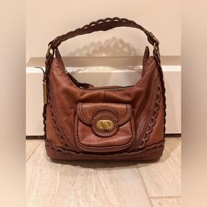 Lockheart Brown Leather Woven Braidy Bunch Handbag BoHo Rare Y2K Vintage